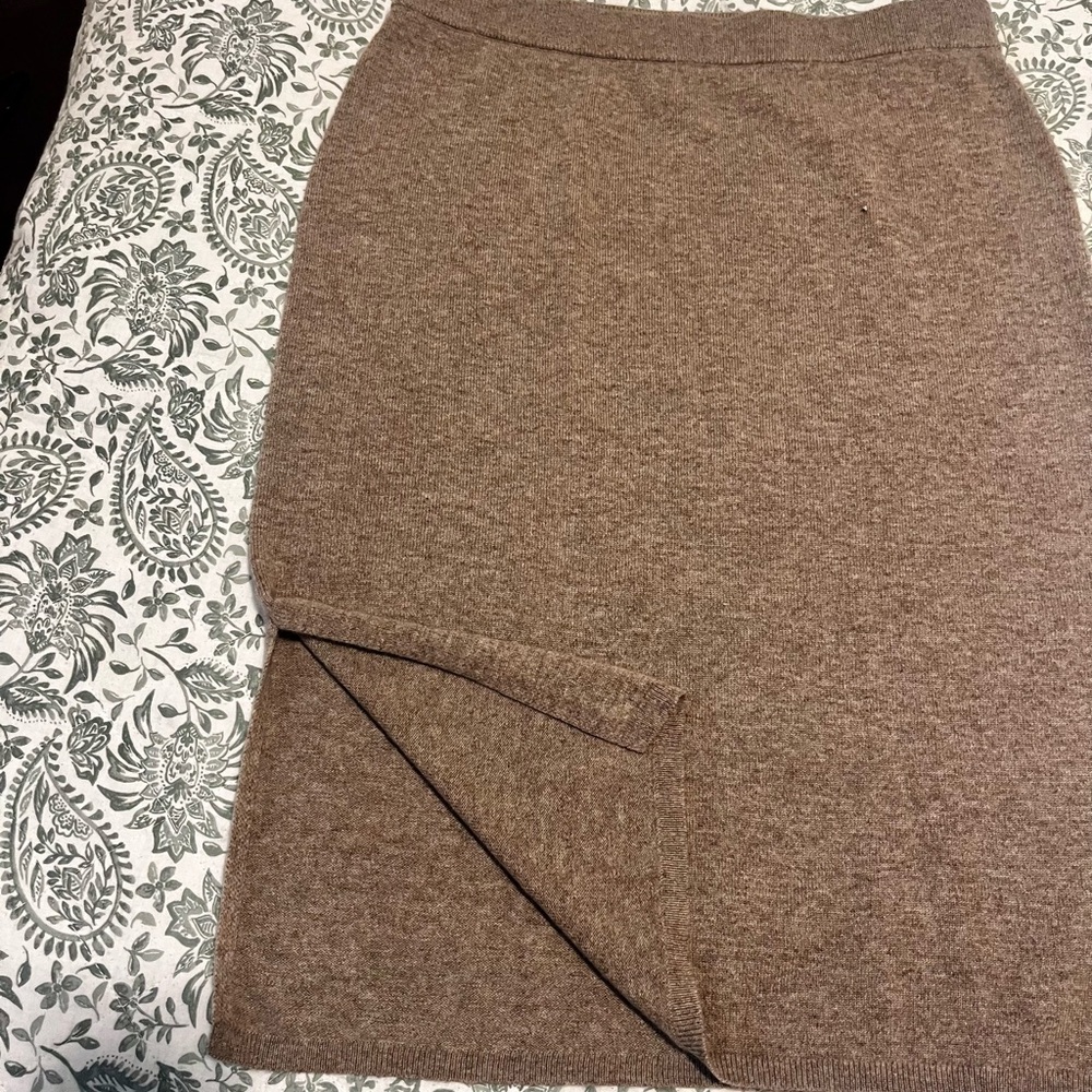 New Donna Karan Brown Pencil Skirt cashmere size L - Picture 10 of 15